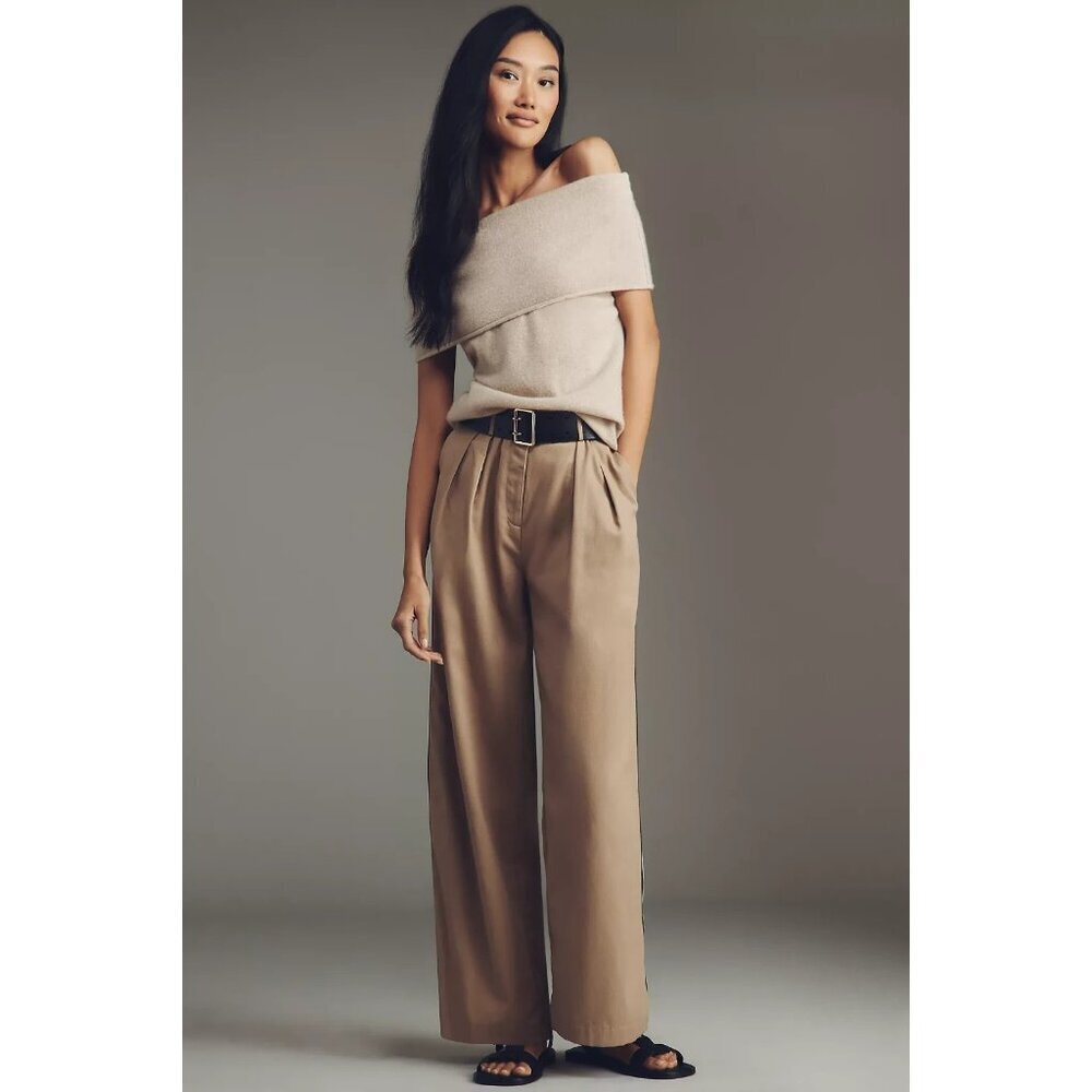 Anthropologie Maeve Pleated Trouser Track Pants 10 - Picture 4 of 4